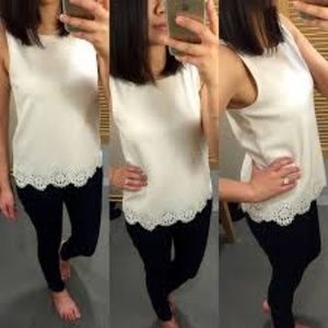 Ann Taylor Loft Petite Laser Cut Scalloped Shell L
